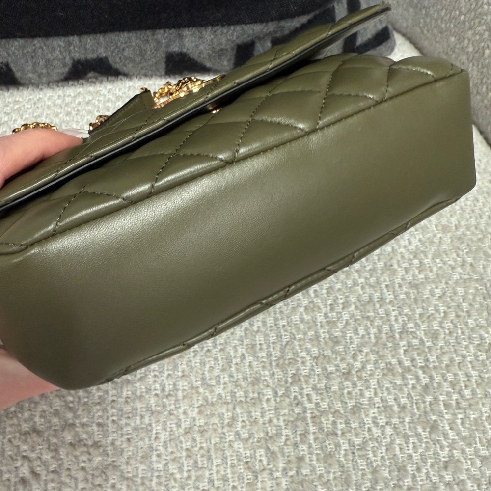 Versace Olive Quilted Crossbody Bag with Gold Chain - Picture 3 of 4